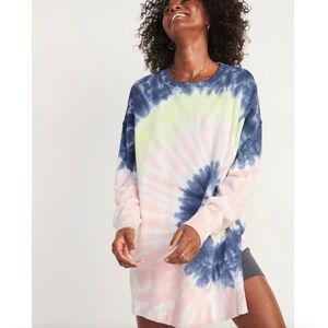 Old Navy 1X Vintage-style Specially Dyed Oversized Tunic Sweatshirt Tie Dye